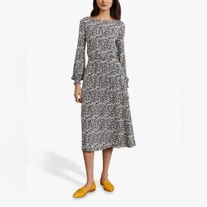 Boden Monochrome Floral Long Sleeve Dress  size 6